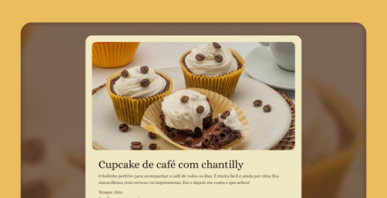 Prévia do projeto Página de receita com layout editorial